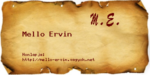 Mello Ervin névjegykártya
